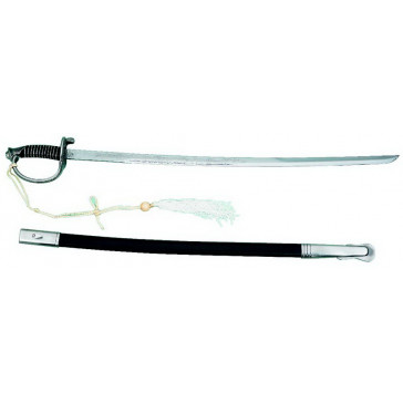 36.5" Black Handle US Marine Sword With White Tassels, And Black Scabbard