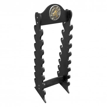 16-Rack Black Wooden Katana Sword Floor Stand