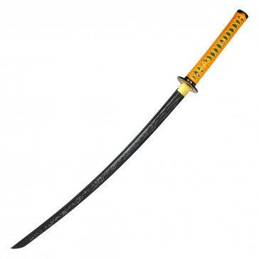 27.5" Handmade Katana w/ Carbon Steel Blade &Gold Wrapped Handle