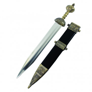 30" Black Roman Battle Sword With Scabbard