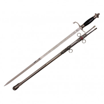 33" Templar Crusader Knight Of St. John Masonic Sword With White Handle And Scabbard