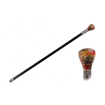 ROUND TOP SKULL & SNAKE WALKING CANE