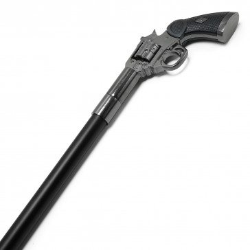 37" Black Revolver Walking Cane