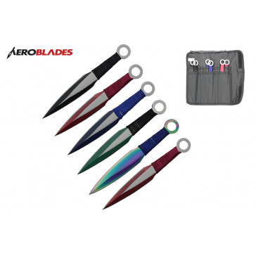 6.5" 6 pcs set two tones blade throwing knife