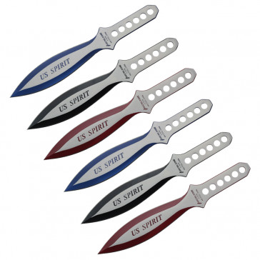 6.5" 6 pcs set two tones blade throwing knife