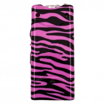 Tachyon 4" Pink Zebra Print Rechargeable SLIM Stun Gun w/ Flashlight (No Safety Pin)