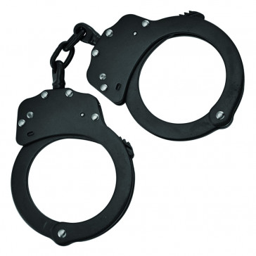 Deluxe Double Lock Chained Handcuffs - Made in Taiwan (Black)