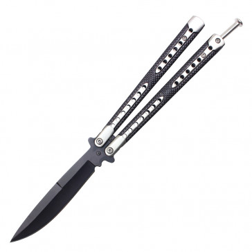 9.5" Black Spring Latch Butterfly Knife