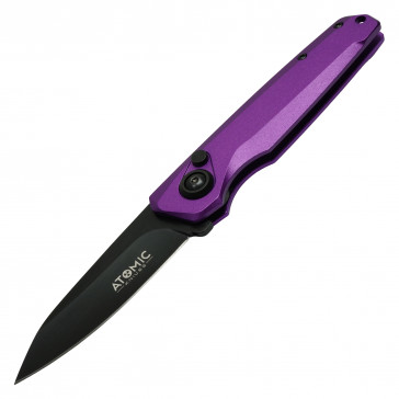 7.5" ATOMIC D2 Steel Automatic Knife w/ Aircraft Aluminum Purple Handle