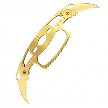 9" Gold Convertible Knuckle Dual Blade Knife 
