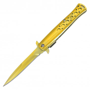 9" Gold Stiletto Pocket Knife