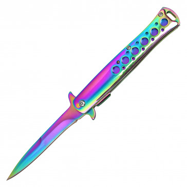 9" Rainbow Stiletto Pocket Knife