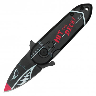 5" ATOMIC Black Bomb Push Button Knife