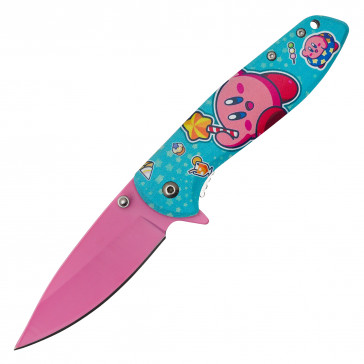 7.75" Pink Puff Pocket Knife w/ 3.25" Blade