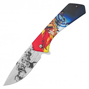 7.75" Assisted Open 3-D Printed  Graphic Pocket Knife