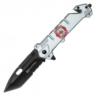 8" MilSpec Tactical Silver Fire Dept Knife