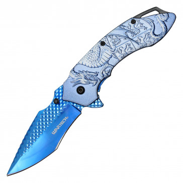 7.25 Wartech Titanium Blue Dragon EDC Pocket Knife