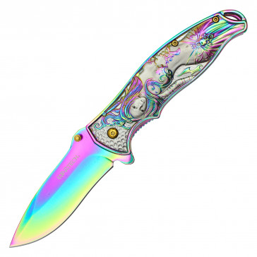 8.25" Wartech Rainbow  Mermaid Pocket Knife
