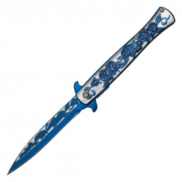 5" Closed Spring Assisted Stiletto Style Folding Knife