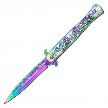 5" Closed Spring Assisted Stiletto Style Folding Knife