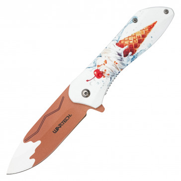 WARTECH - 7.75" Assisted Open 3-D Printed Ice Cream Special Graphic Pocket Knife