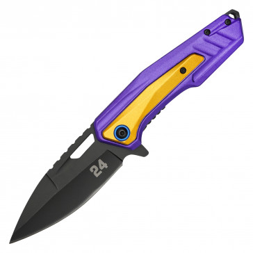 WARTECH - 8" Number 24 Purple & Gold Pocket Knife