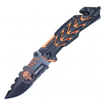 7 3/4" Target Aim Skull Mecha Pocket Knife