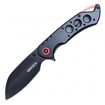 8" Spring Assisted Pocket Knife w/ Holes (Black)