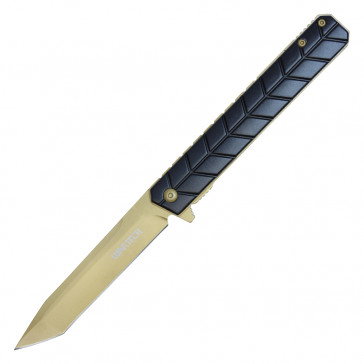 9" Gold 3CR13 Stainless Steel Assisted Pocket Knife w/ Black Handle