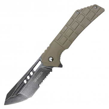 8" G10 Pocket Knife w/ Desert Tan Handle & Stonewashed Steel Blade