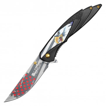 8" Black USA Pocket Knife