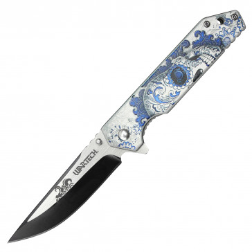 8" Blue Calavera Pocket Knife