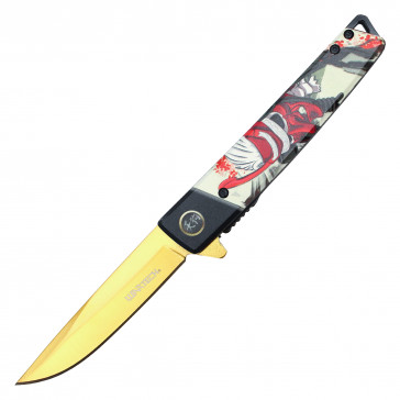 8" Tengu Pocket Knife w/ Gold Steel Blade