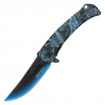 8" Samurai Pocket Knife (Blue)