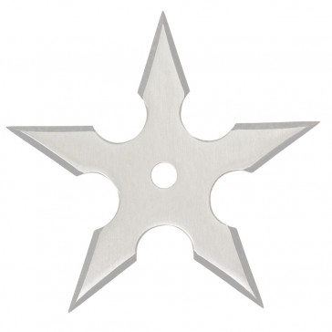 Single Chrome Stainless Steel Traditional 5-Point Throwing Star