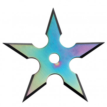 Single Rainbow Titanium Stainless Steel Traditional 5-Point Throwing Star