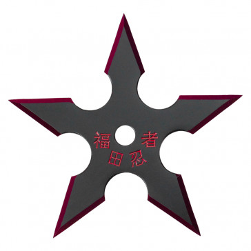 Single Red Two-Tone Black Stainless Steel Traditional 5-Point Throwing Star