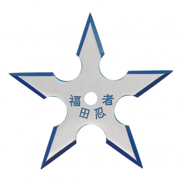 Single Blue Two-Tone Silver Stainless Steel Traditional 5-Point Throwing Star