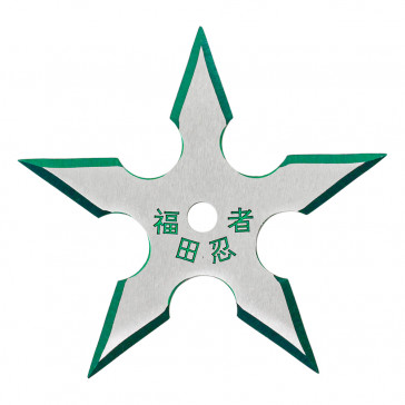 Single Green Two-Tone Silver Silver Stainless Steel Traditional 5-Point Throwing Star