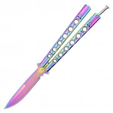 Rainbow Titanium Butterfly Knife