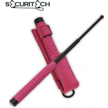 16" Inch Pink Stainless Steel Baton w/ Rubber Handle