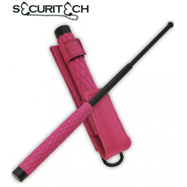 21” Inch DELUXE Pink Stainless Steel Baton w/ Rubber Handle