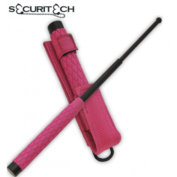 26" Inch DELUXE Pink Stainless Steel Baton w/ Rubber Handle
