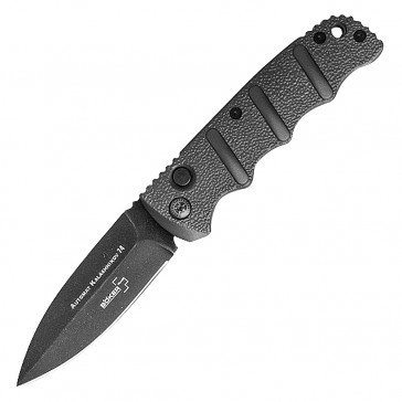 BOKER Kalashnikov Auto (AFTERMARKET) - Drop Serrated Black D2 Blade Grey Handle