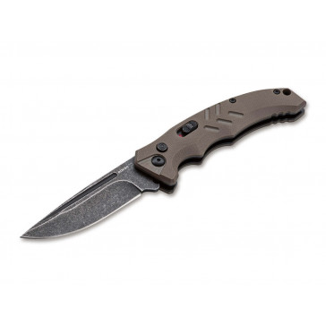 BOKER Plus Intention II Auto Knife - USA Made - Drop Point D2 Stonewashed Coyote Tan Handle