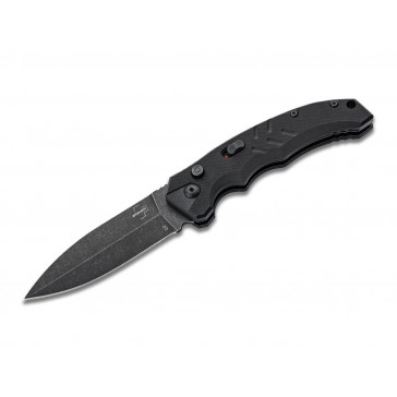 BOKER Plus Intention II Auto Knife - USA Made - Dagger D2  Stonewashed Black Handle