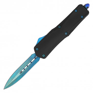 9" Auto OTF Knife w/  Double Edge Feathered Blade