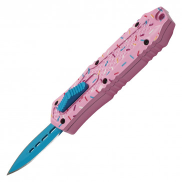 5.5" Pink Confetti Cupcake Micro OTF Automatic Knife