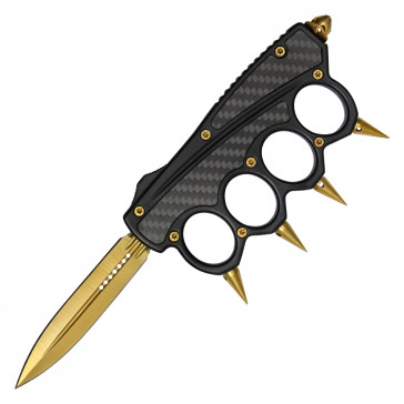 8.75" Knuckle OTF Knife w/ Gold Blade