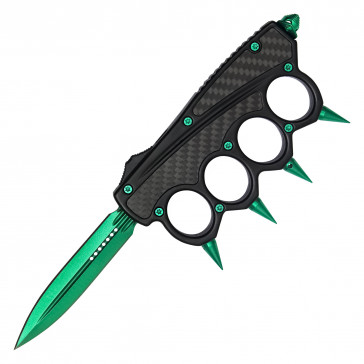 8.75" Knuckle OTF Knife w/ Green Blade